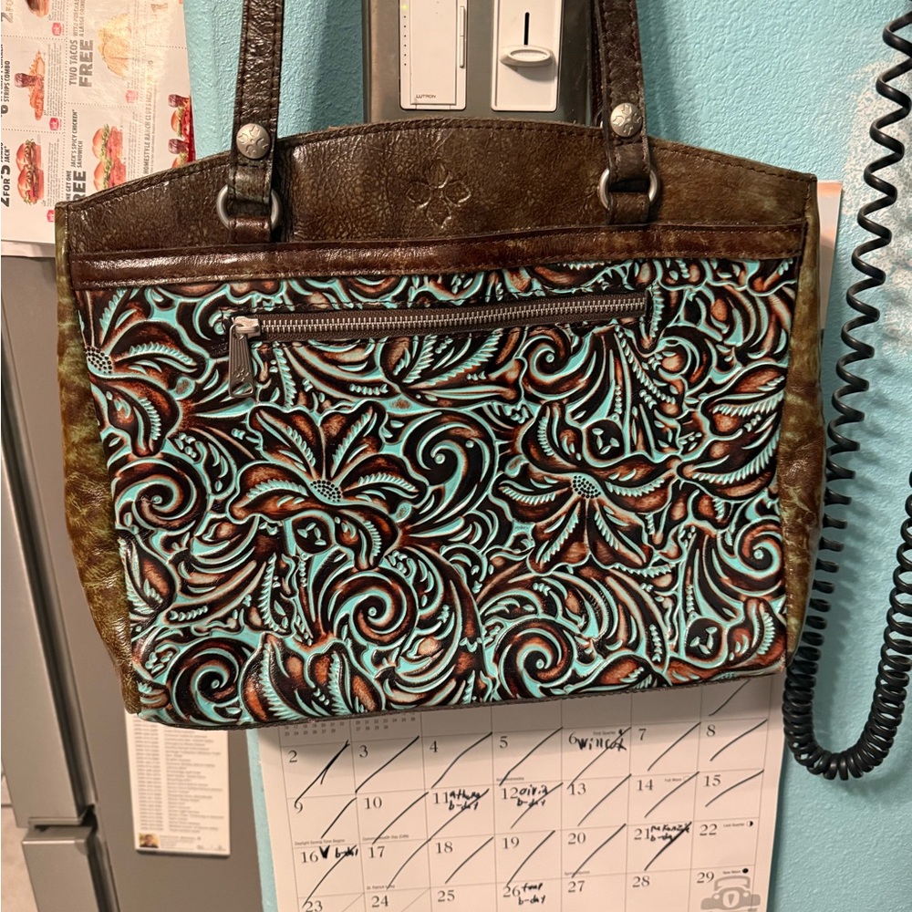 Brown and Blue Floral Women's Bag